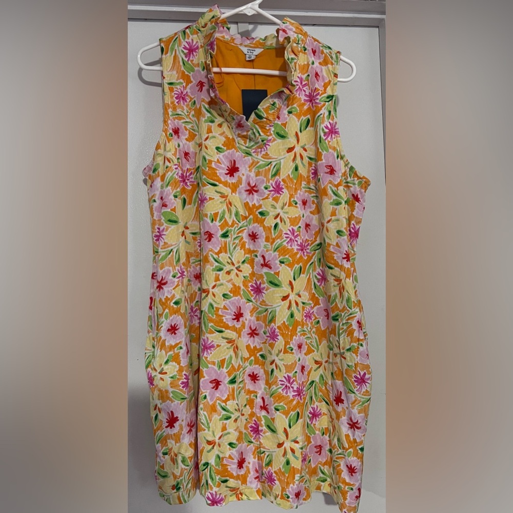 crown & ivy Yellow Floral Sleeveless Mini Dress
